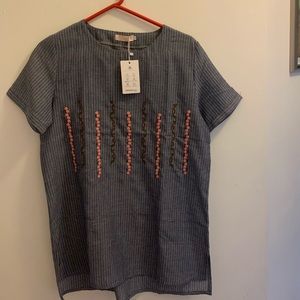 BRAND NEW Tunic Top With floral embroidery